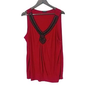 Perseption 2X Red Black Beaded Top Plus